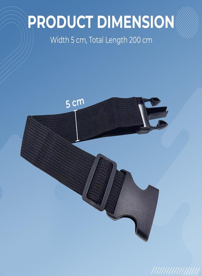 روبوست حزام أمتعة متين - عبوة من قطعتين (أسود) | خامة شديدة التحمل | حزام سفر قابل للتعديل للحقائب | تصميم أنيق | يحمي أغراضك - Image 5